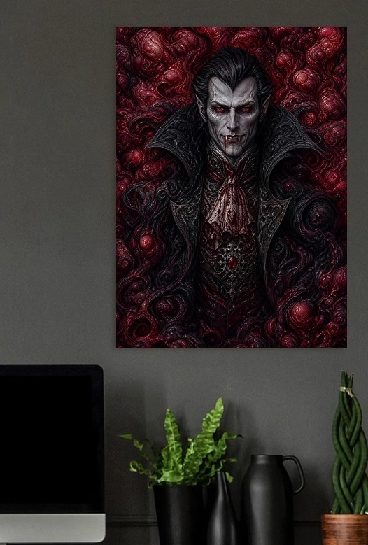 Gothic Vampire Portrait — metal poster wall art by Lineer
